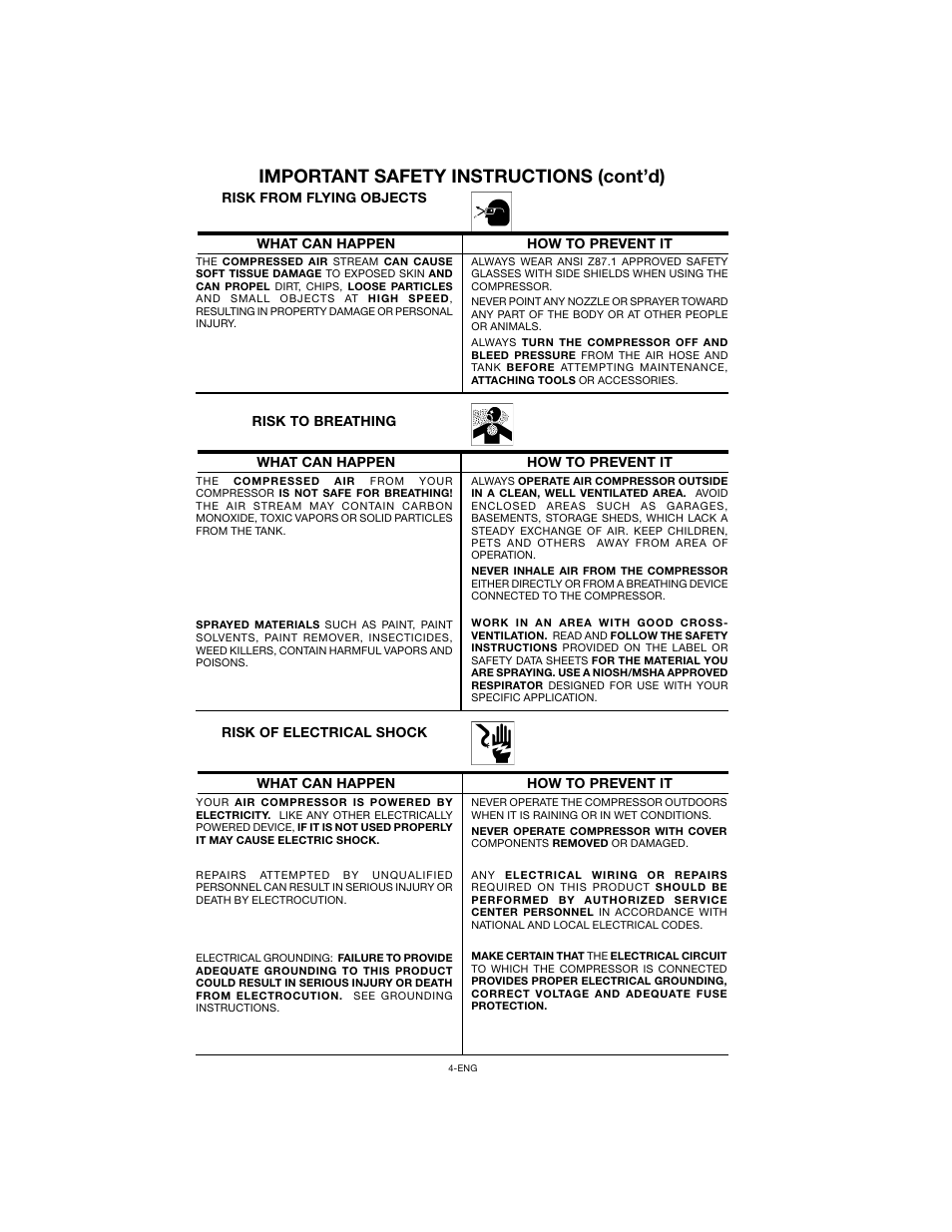 Important safety instructions (cont’d) | Porter-Cable CPF23400S User Manual | Page 4 / 12