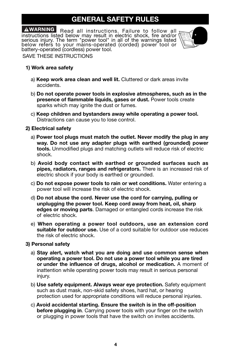 General safety rules | Porter-Cable 746 User Manual | Page 4 / 52