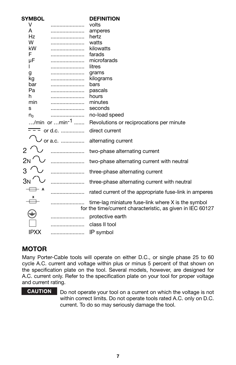 Motor | Porter-Cable 746 User Manual | Page 7 / 52