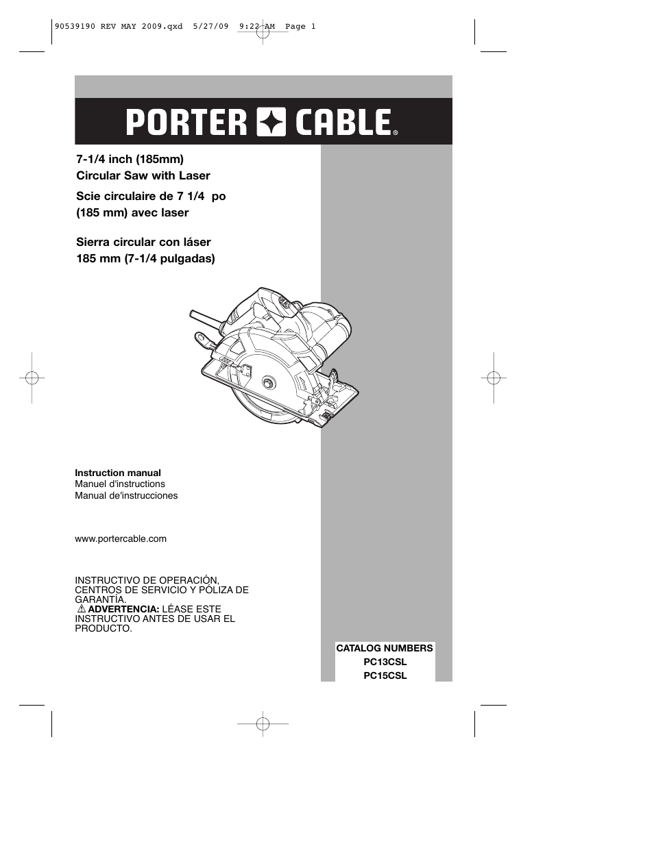 Porter-Cable PC13CSL User Manual | 44 pages