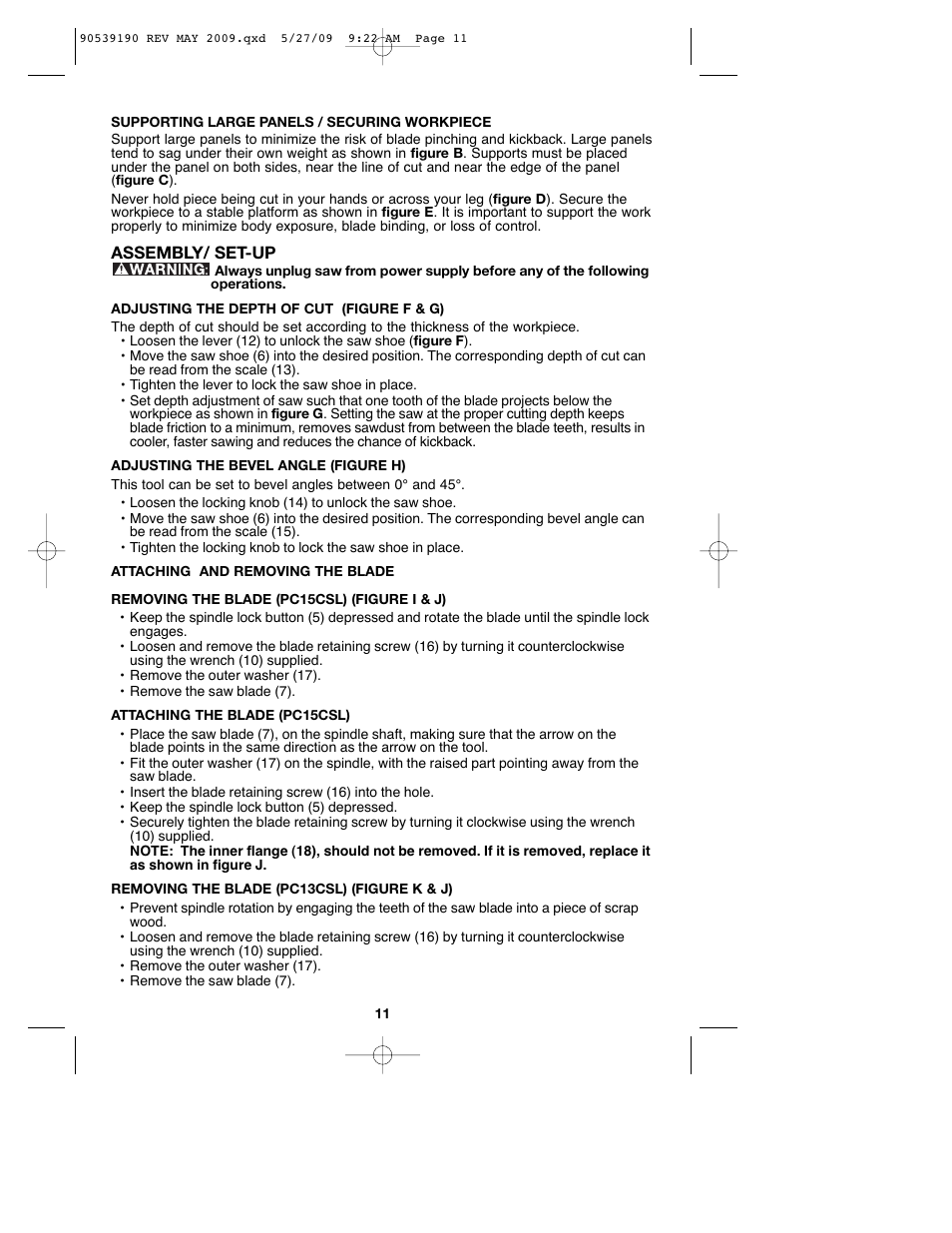 Porter-Cable PC13CSL User Manual | Page 11 / 44