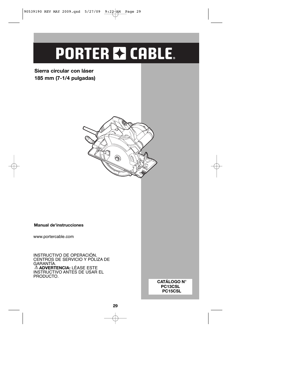 Porter-Cable PC13CSL User Manual | Page 29 / 44