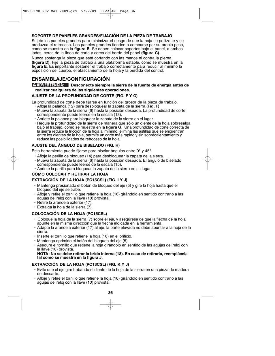 Porter-Cable PC13CSL User Manual | Page 36 / 44