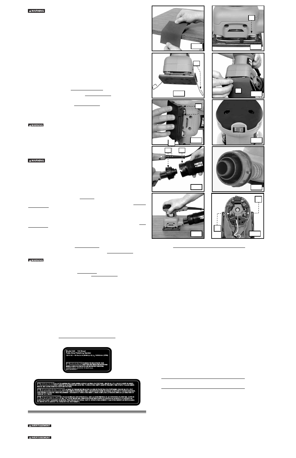 Conserver ces directives | Porter-Cable 342 User Manual | Page 2 / 5