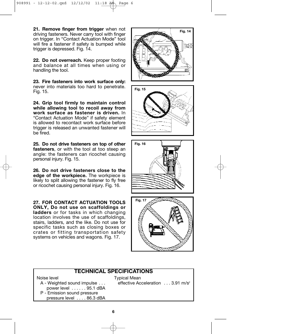 Technical specifications | Porter-Cable MS200 User Manual | Page 6 / 13