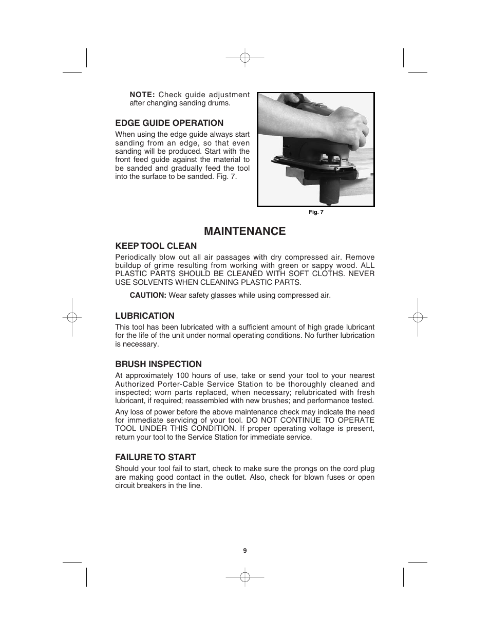Maintenance | Porter-Cable 121 User Manual | Page 9 / 11