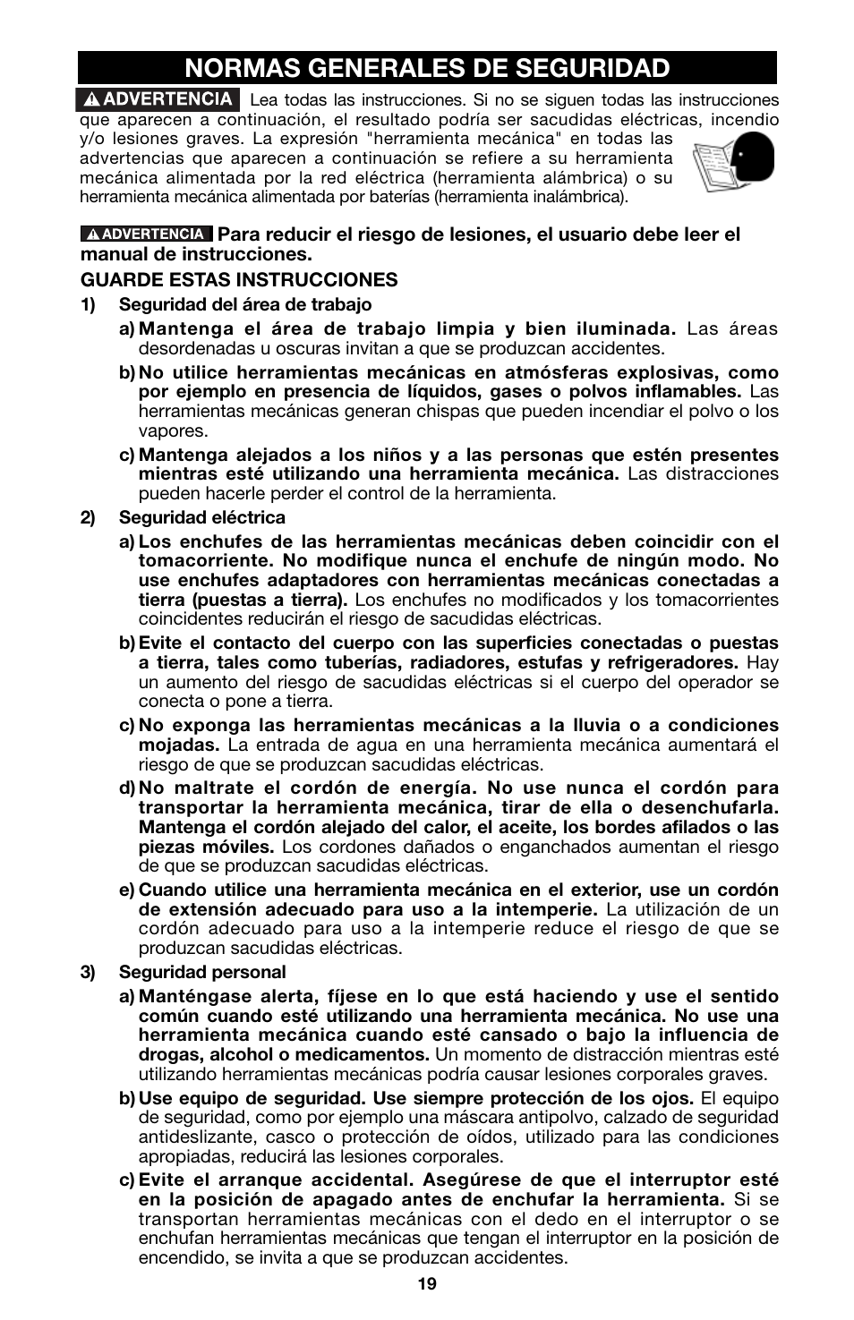 Normas generales de seguridad | Porter-Cable 750 User Manual | Page 19 / 48