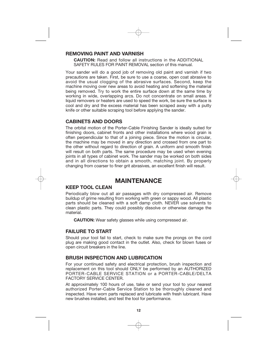 Maintenance | Porter-Cable 340 User Manual | Page 12 / 15