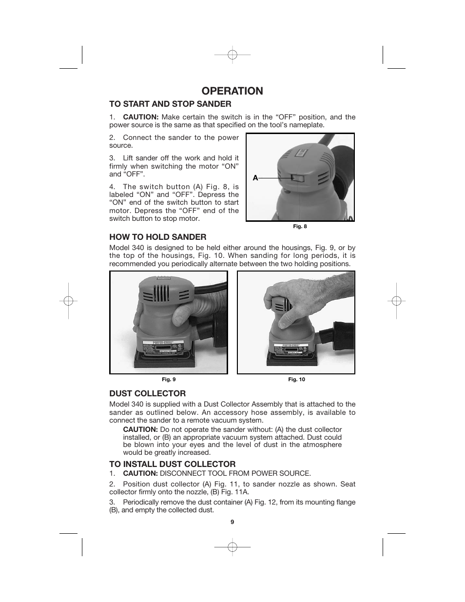 Operation | Porter-Cable 340 User Manual | Page 9 / 15