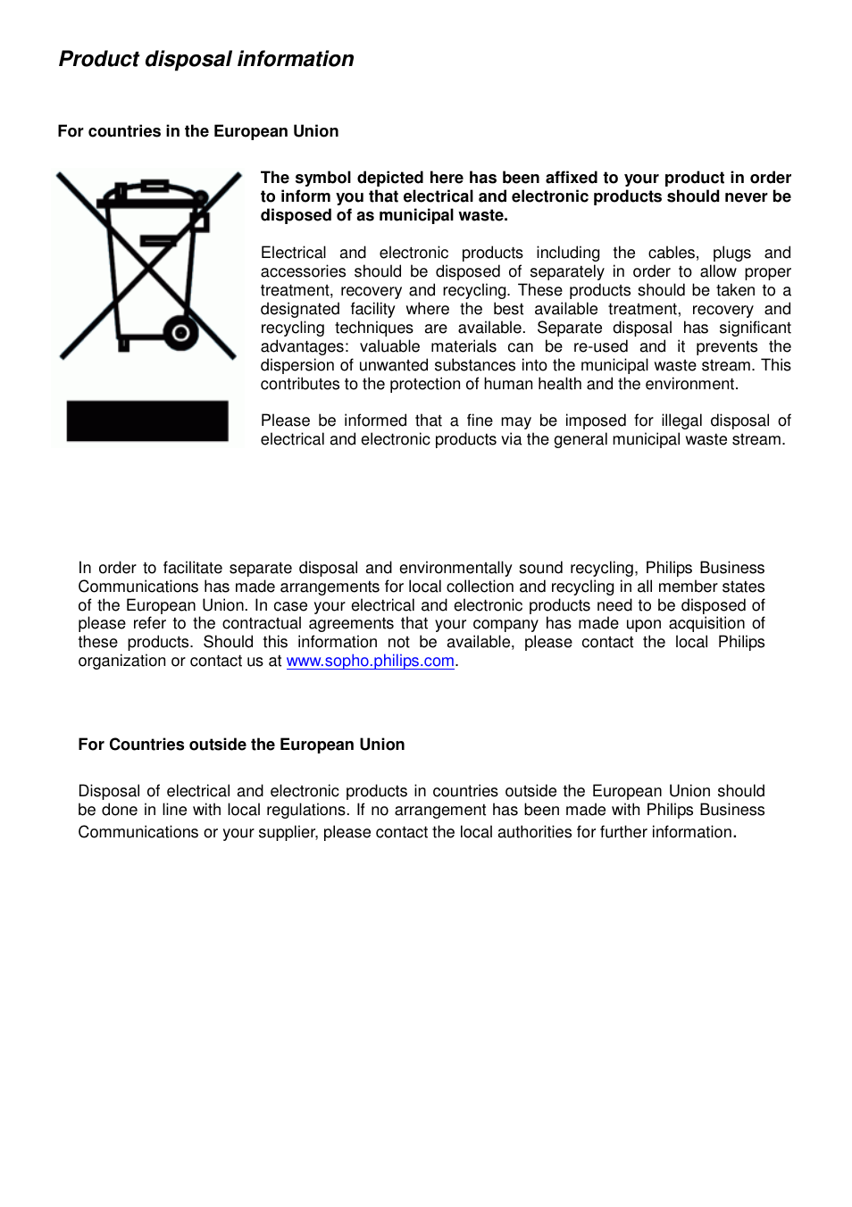 Product disposal information | Porter-Cable SOPHO IPC 100 User Manual | Page 13 / 13