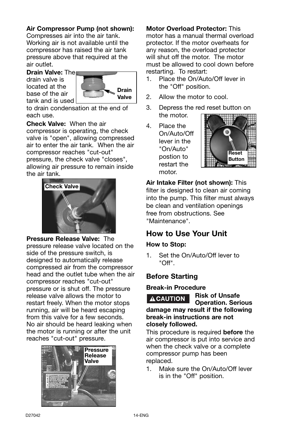 How to use your unit, Before starting | Porter-Cable C7550 User Manual | Page 14 / 26