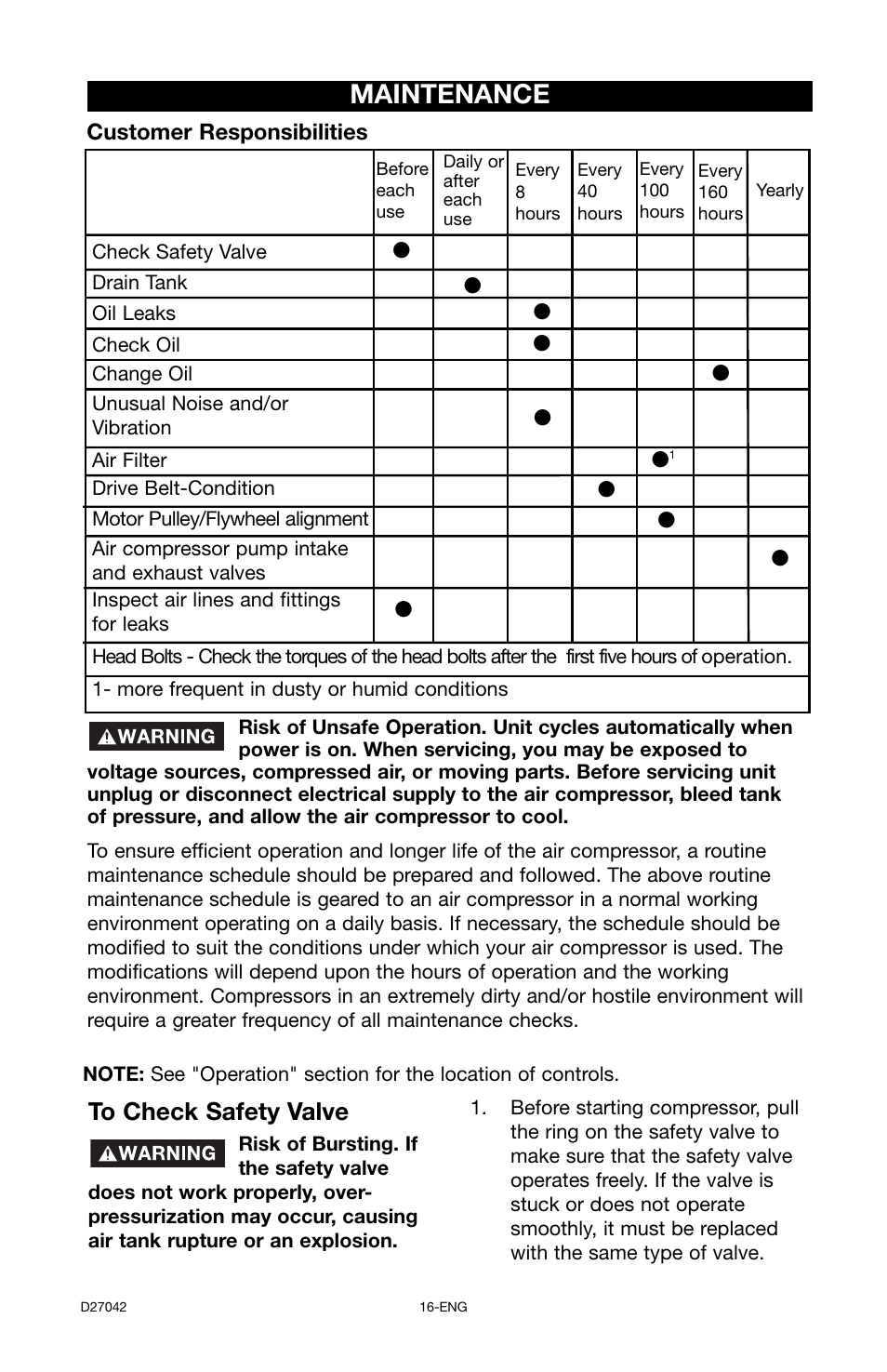 Maintenance | Porter-Cable C7550 User Manual | Page 16 / 26