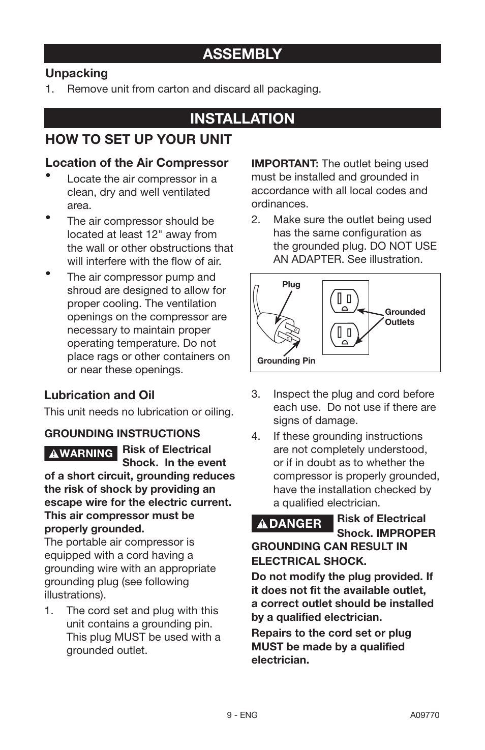 Assembly, Installation, How to set up your unit | Porter-Cable CFFR350C User Manual | Page 9 / 22