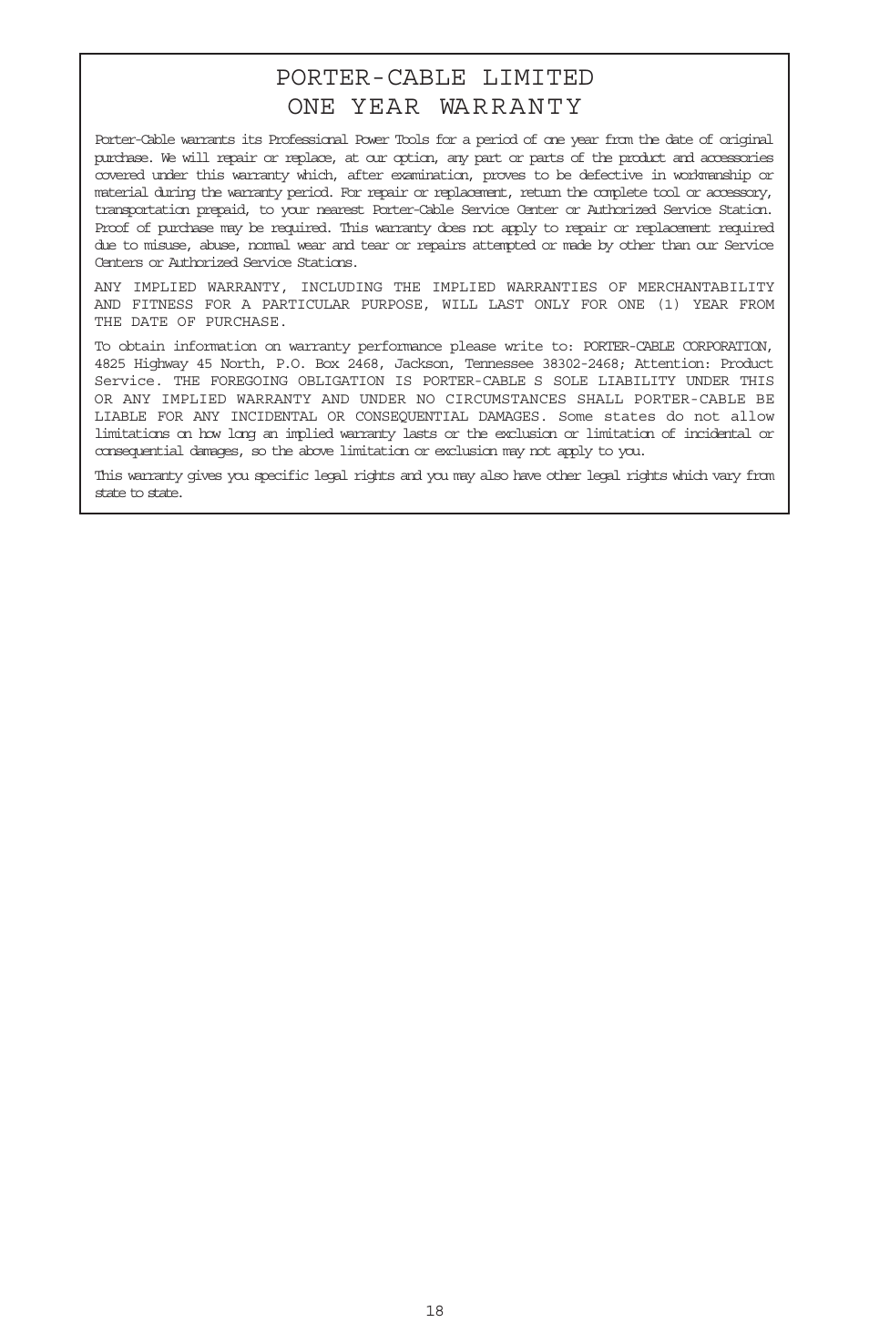 Porter-Cable 698 User Manual | Page 18 / 19