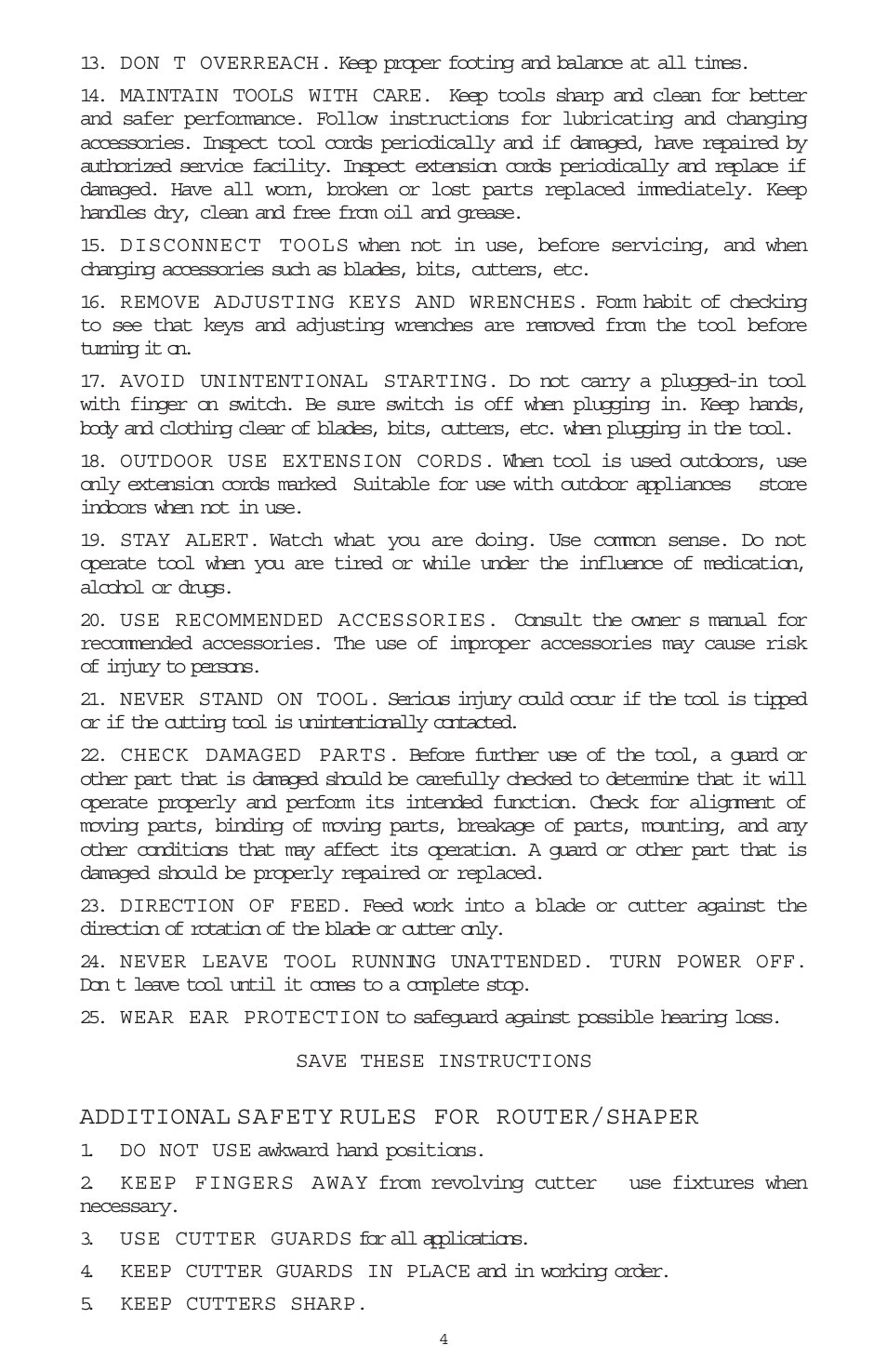 Additional safety rules for router/shaper | Porter-Cable 698 User Manual | Page 4 / 19