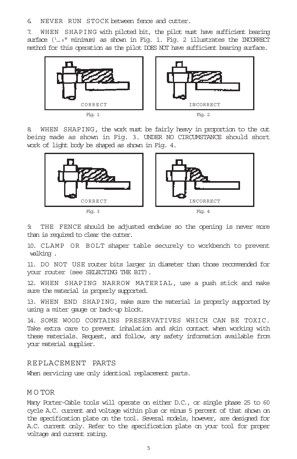 Replacement parts, M o tor | Porter-Cable 698 User Manual | Page 5 / 19