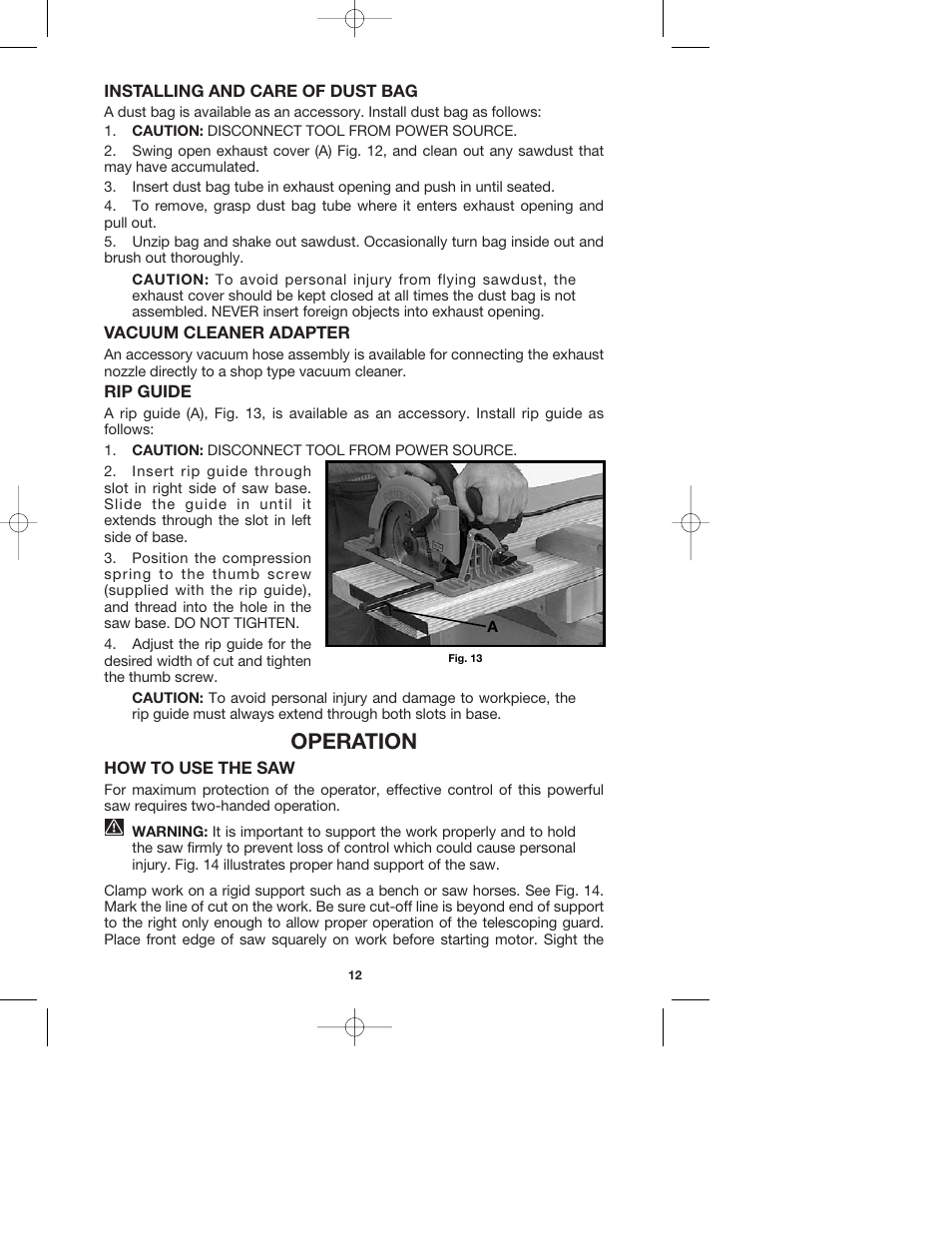 Operation | Porter-Cable 447k User Manual | Page 12 / 17