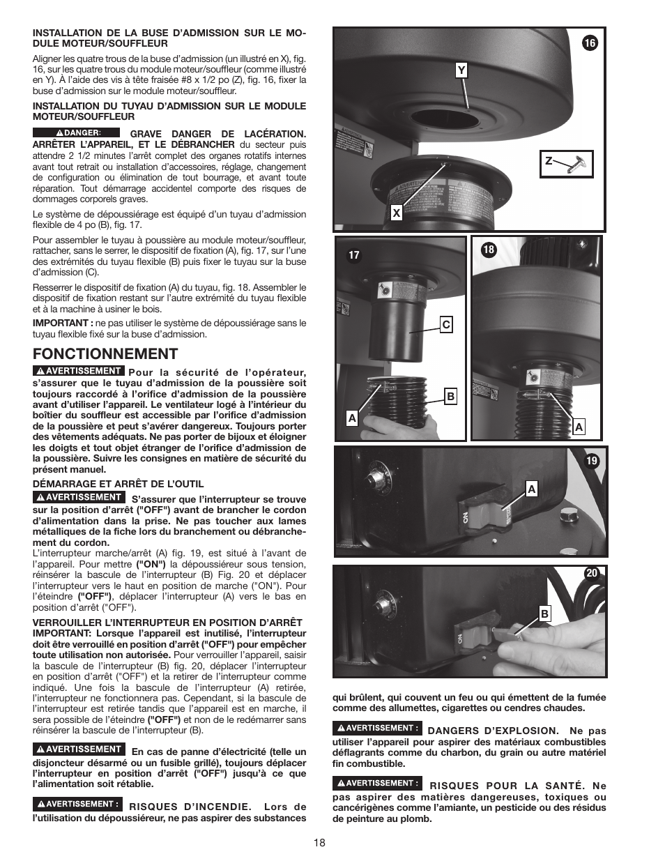 Fonctionnement | Porter-Cable N066288 User Manual | Page 18 / 32