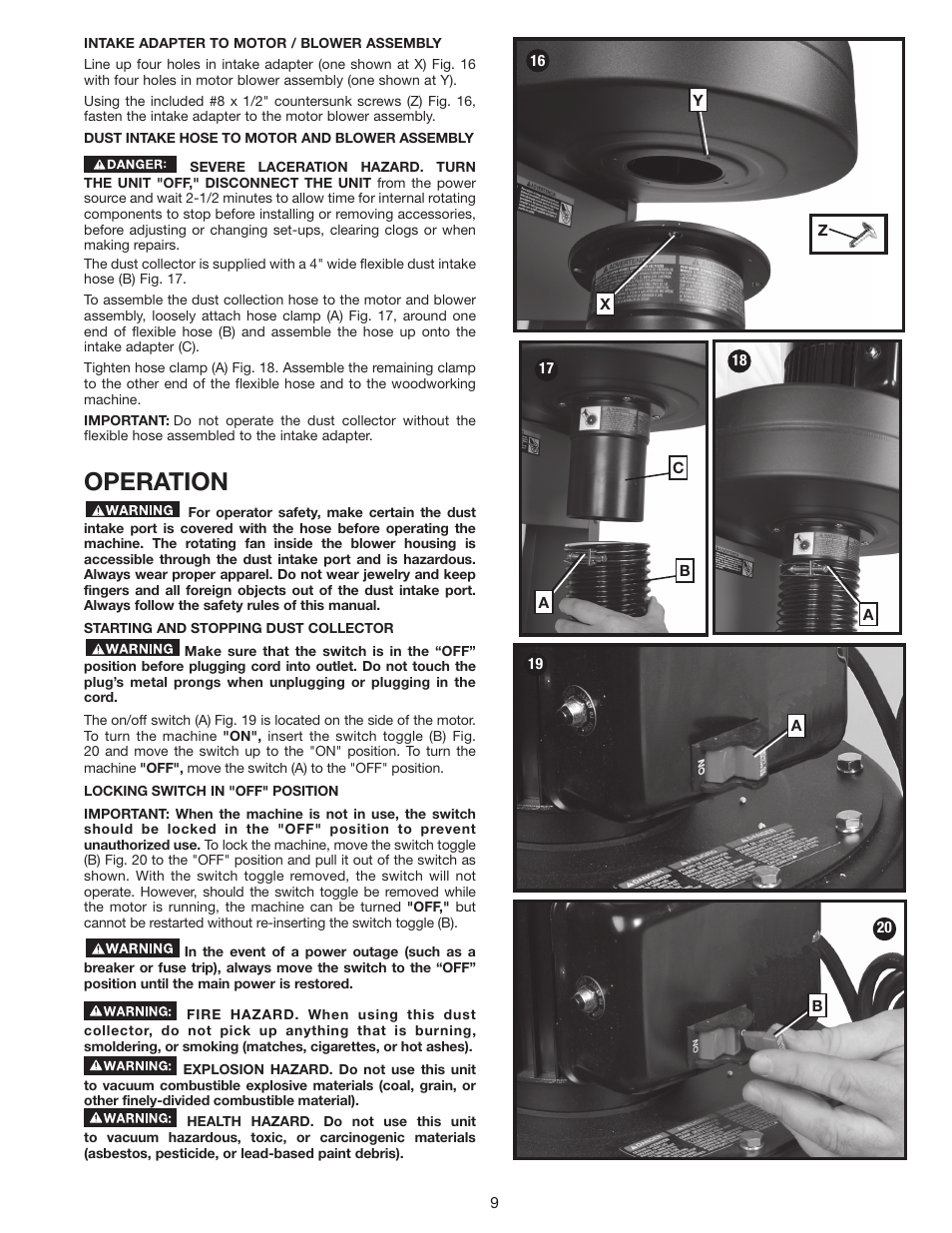 Operation | Porter-Cable N066288 User Manual | Page 9 / 32