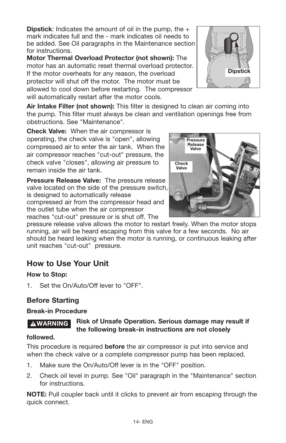 How to use your unit, Before starting | Porter-Cable C2555 User Manual | Page 14 / 80