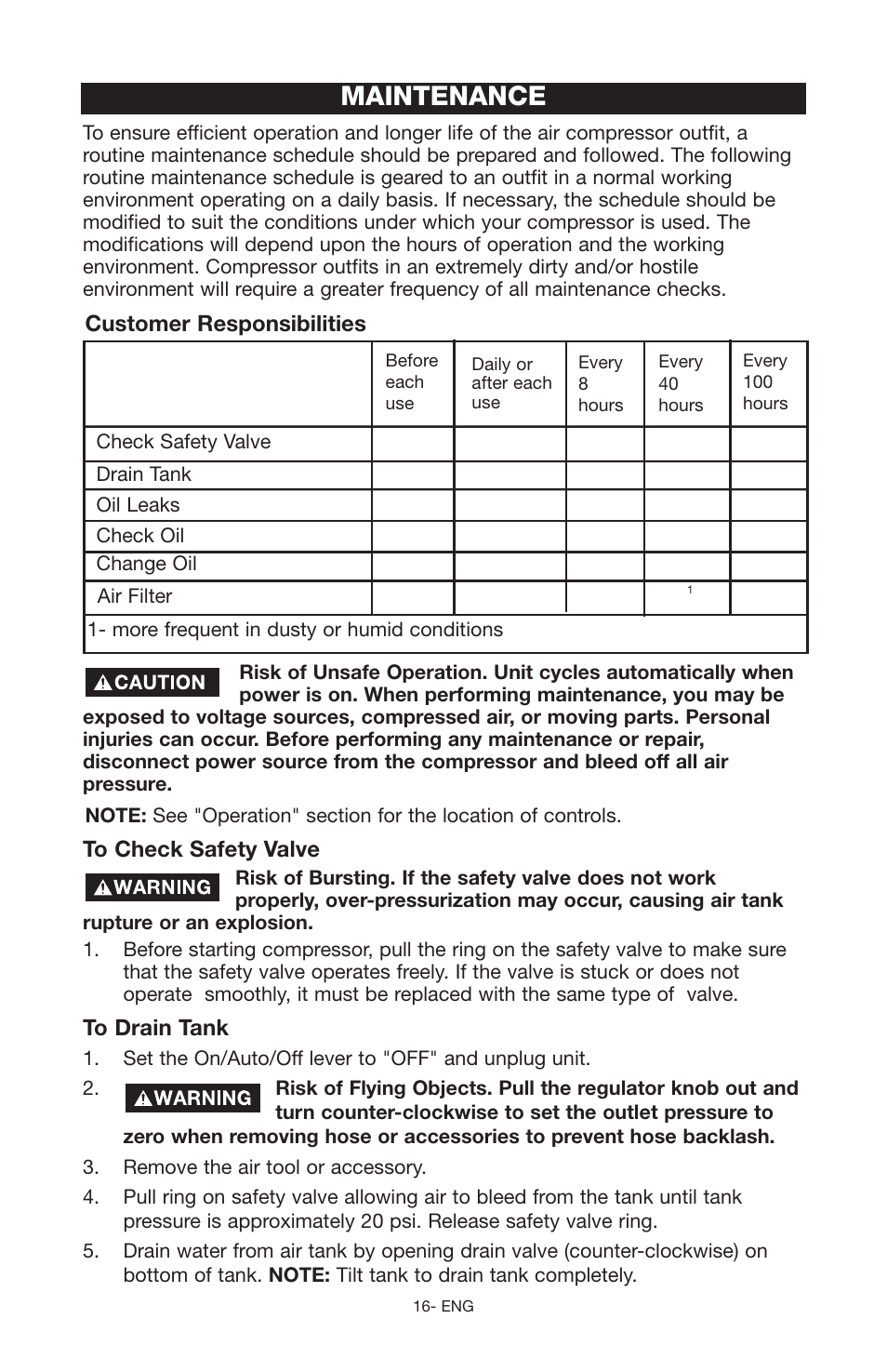 Maintenance | Porter-Cable C2555 User Manual | Page 16 / 80