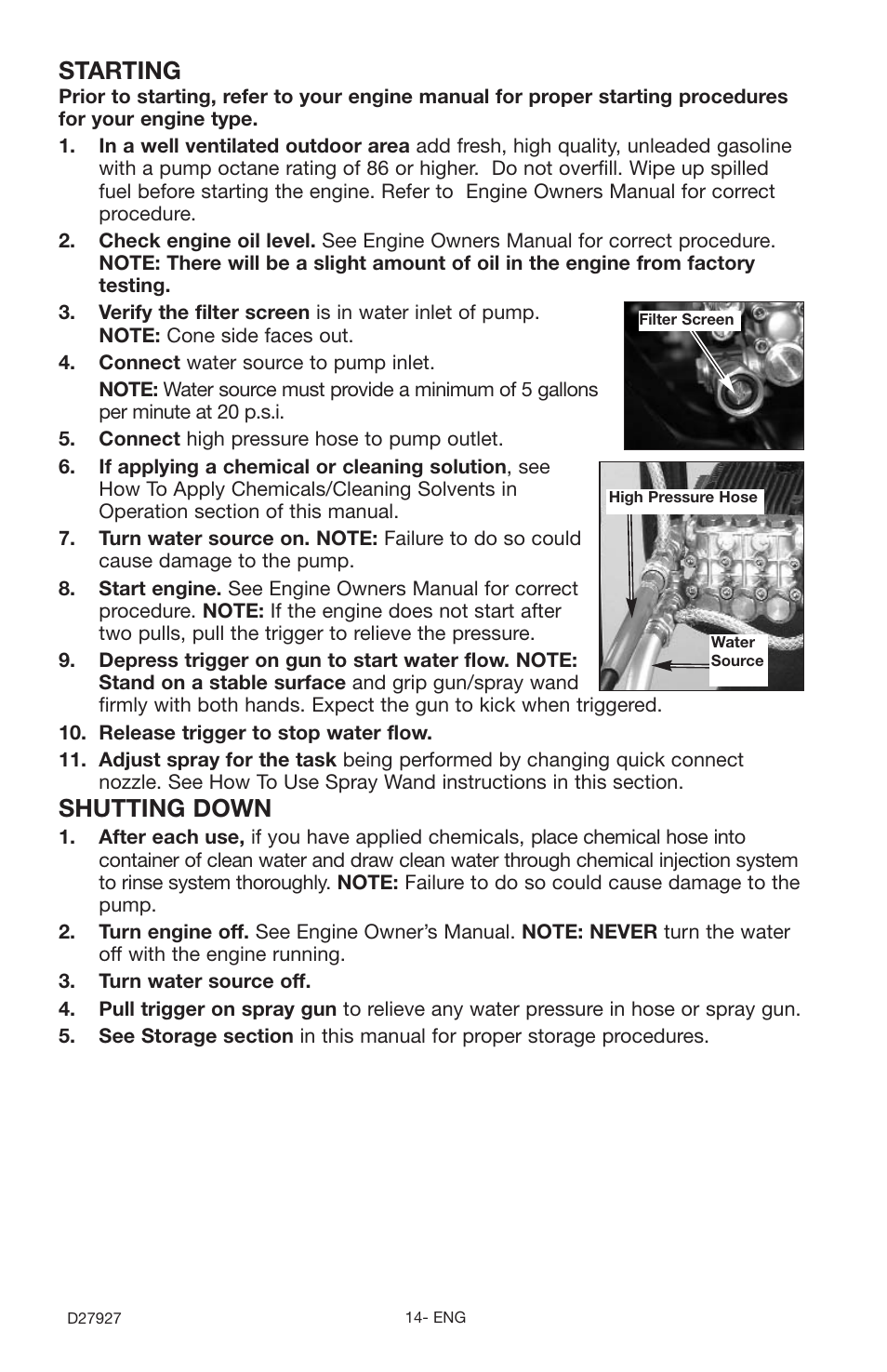 Starting, Shutting down | Porter-Cable PCK3030SP User Manual | Page 14 / 20