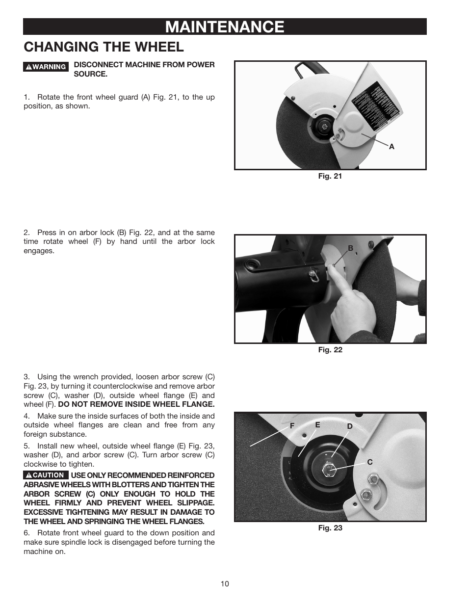 Maintenance, Changing the wheel | Porter-Cable 909516 User Manual | Page 10 / 13