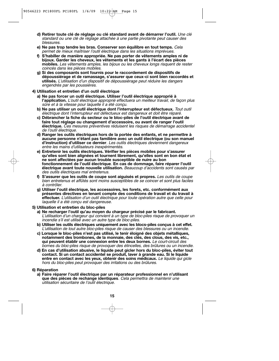 Porter-Cable PC1800FL User Manual | Page 15 / 40