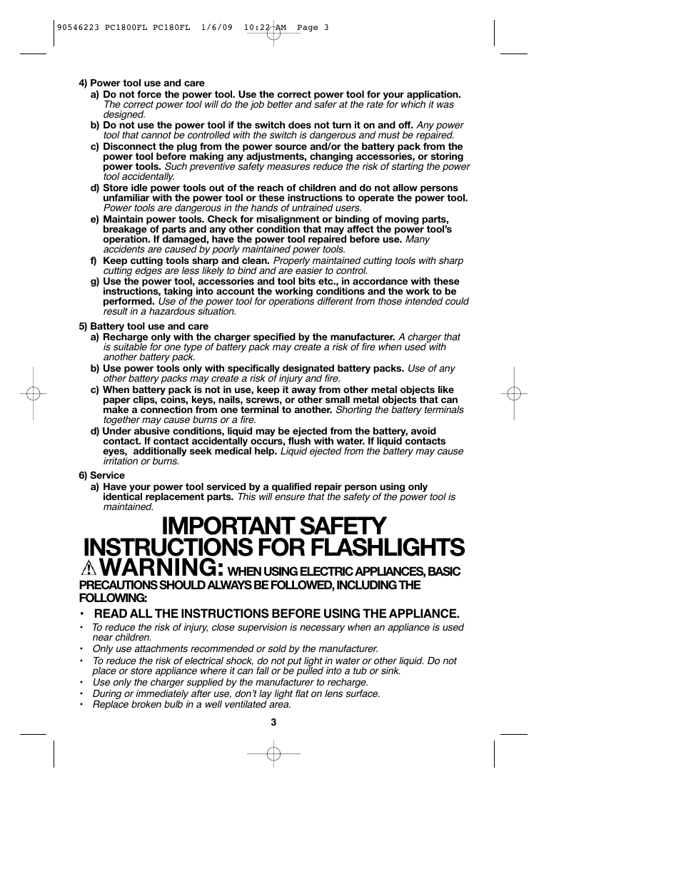 Porter-Cable PC1800FL User Manual | Page 3 / 40