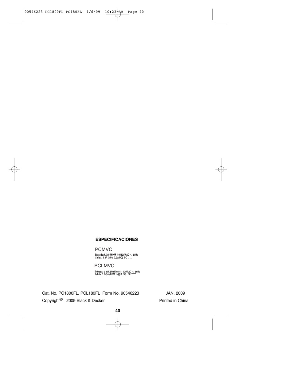 Porter-Cable PC1800FL User Manual | Page 40 / 40