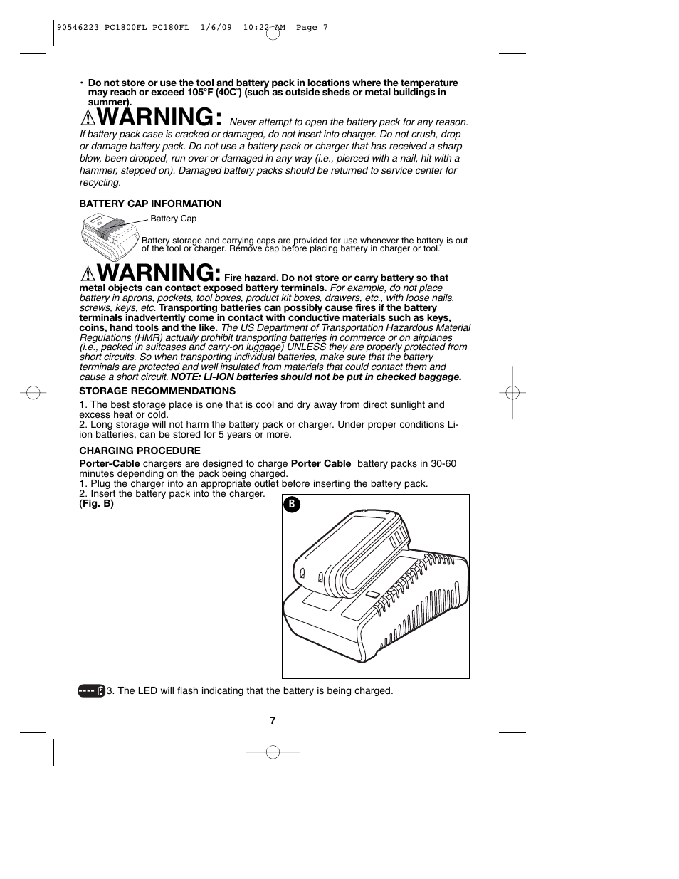 Warning | Porter-Cable PC1800FL User Manual | Page 7 / 40