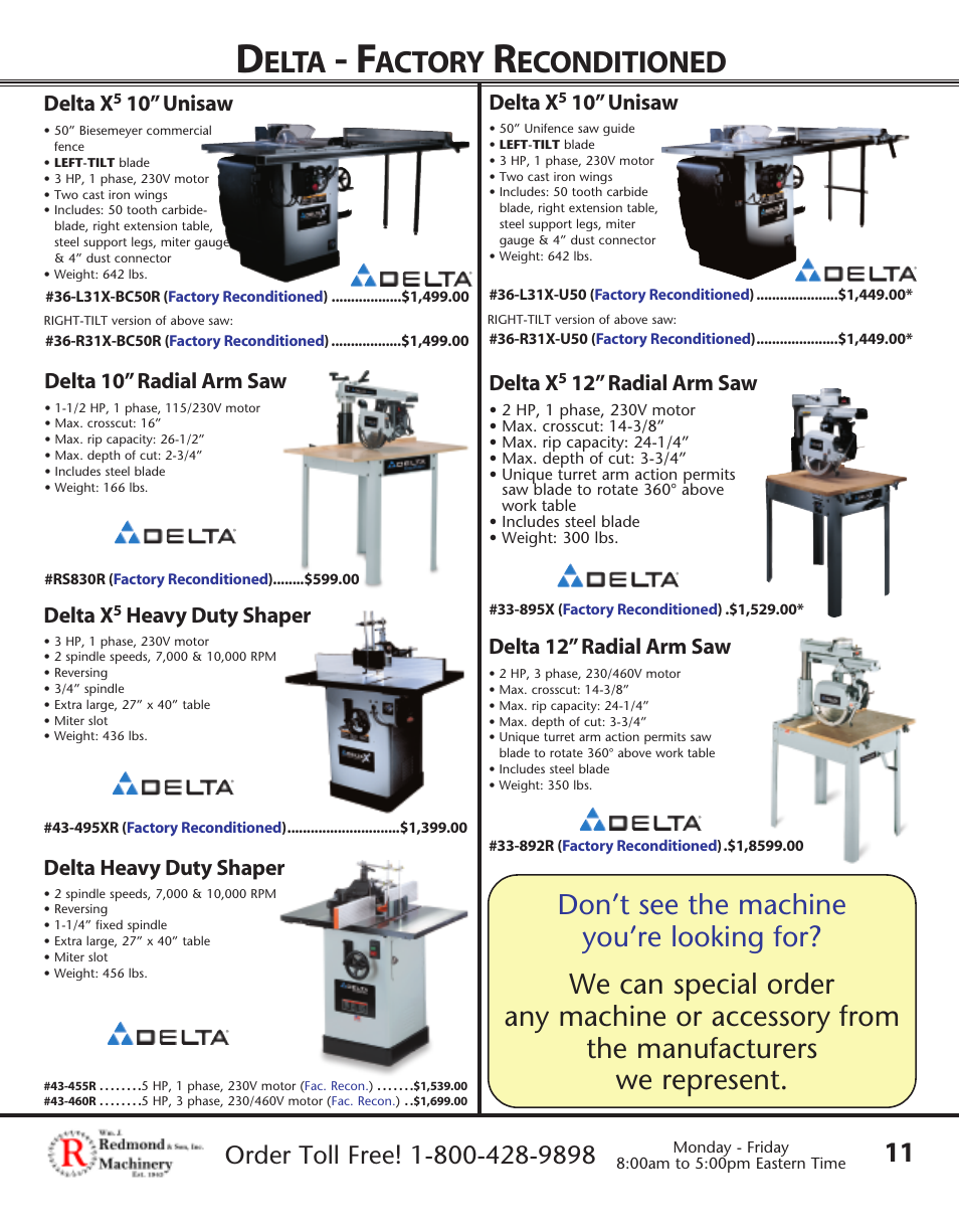 Elta, Actory, Econditioned | Delta x, 10” unisaw, Delta 10” radial arm saw, Delta 12” radial arm saw, Heavy duty shaper, Delta heavy duty shaper, 12” radial arm saw | Porter-Cable XX55 User Manual | Page 10 / 12