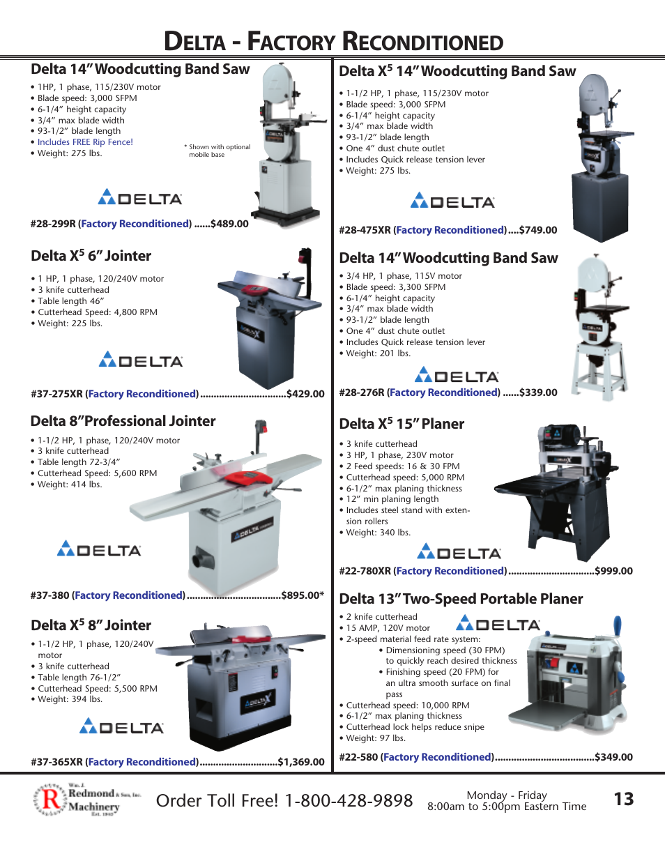 Elta, Actory, Econditioned | Delta 14” woodcutting band saw, Delta x, 14” woodcutting band saw, 15” planer, Delta 13”two-speed portable planer, 6” jointer, 8” jointer | Porter-Cable XX55 User Manual | Page 12 / 12