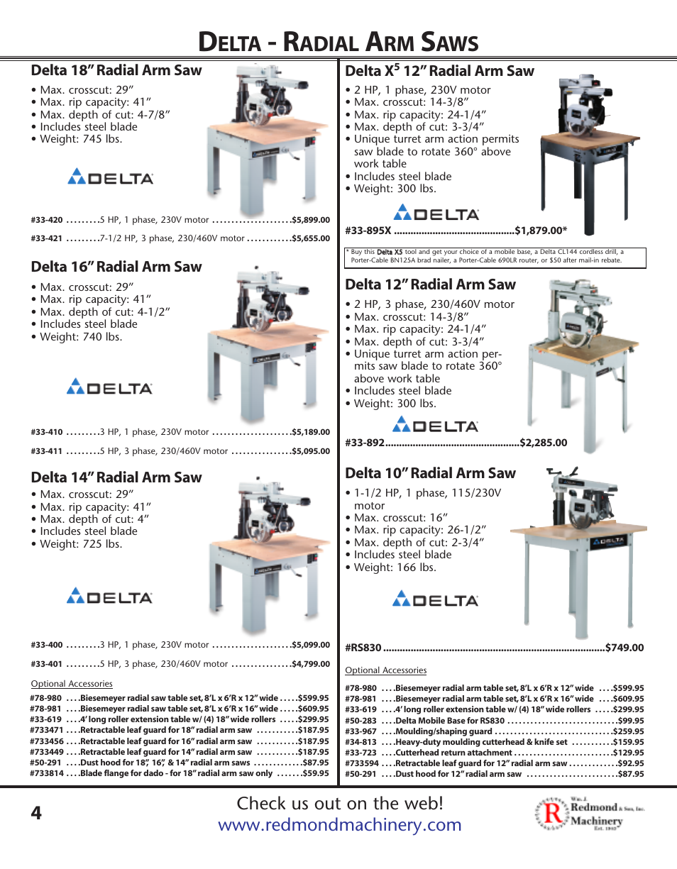 Elta, Adial, Delta 12” radial arm saw delta 10” radial arm saw | Delta x, 12” radial arm saw | Porter-Cable XX55 User Manual | Page 3 / 12