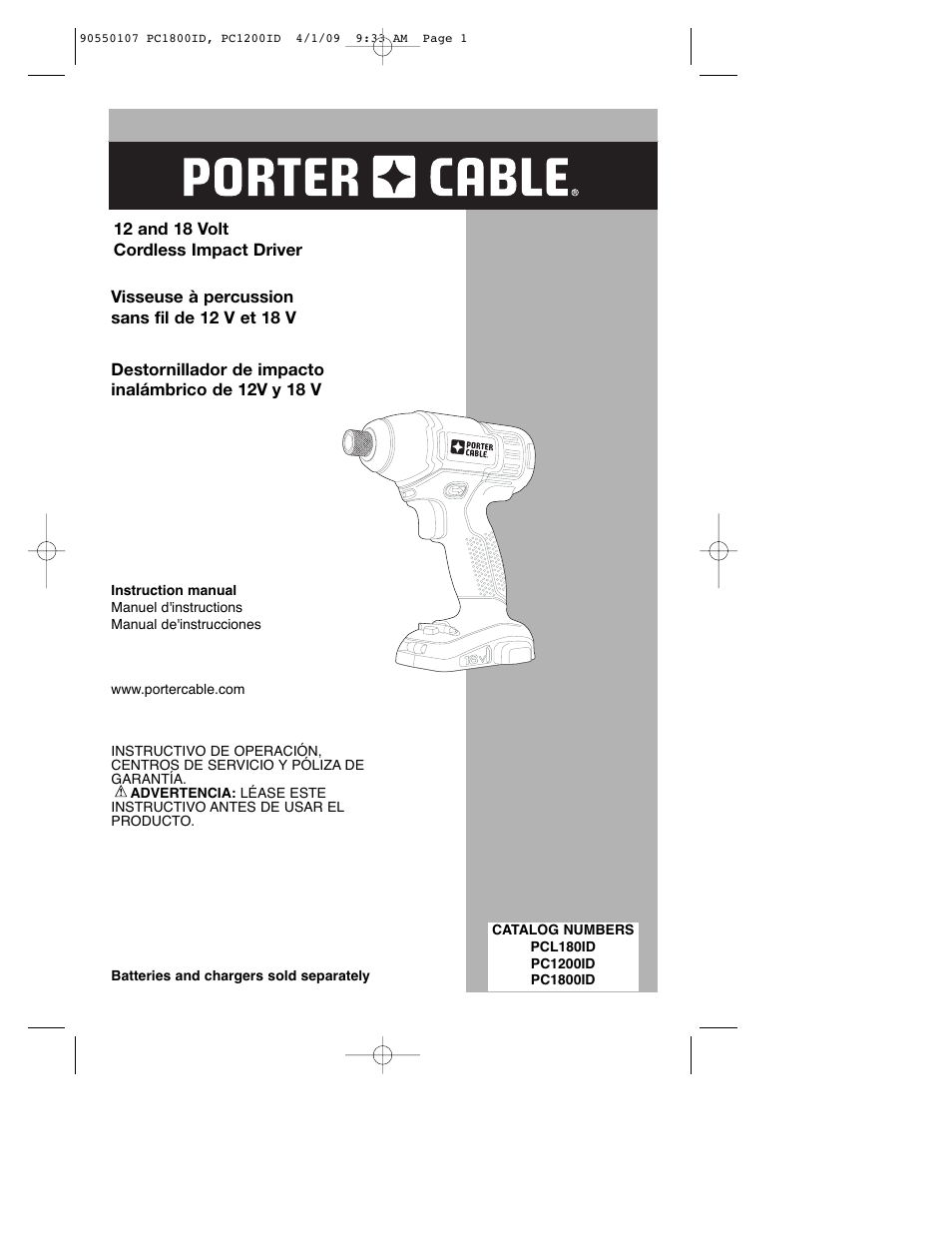 Porter-Cable PC1800ID User Manual | 40 pages