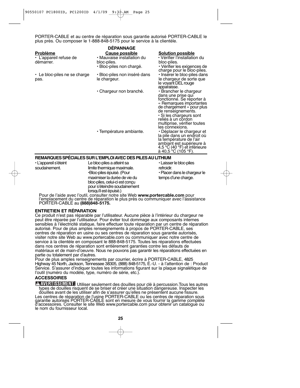 Porter-Cable PC1800ID User Manual | Page 25 / 40