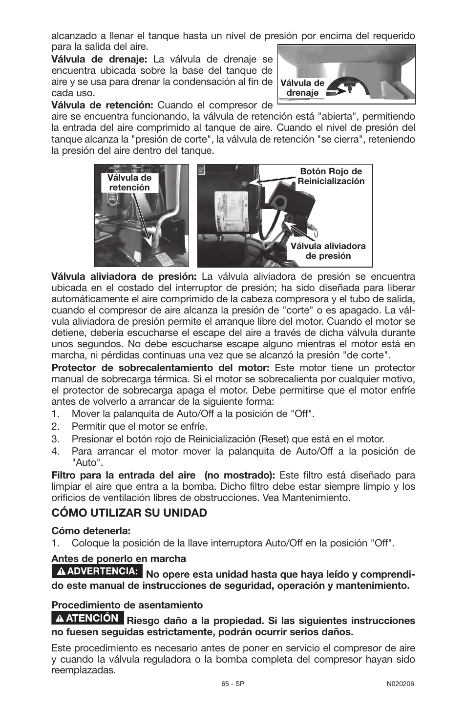 Cómo utilizar su unidad | Porter-Cable C7501M User Manual | Page 65 / 80