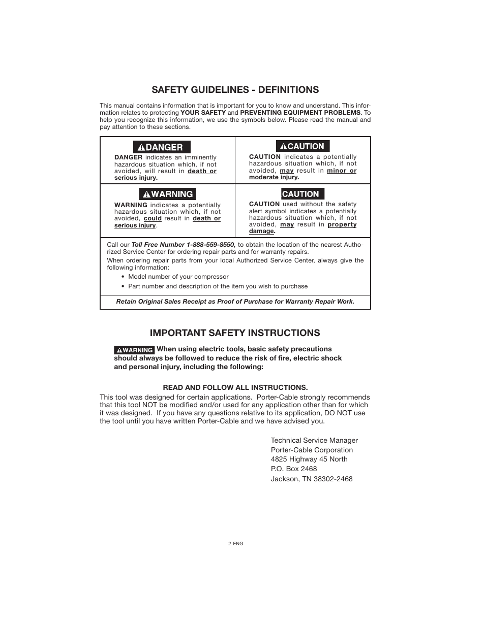 Porter-Cable CPLC7060V User Manual | Page 2 / 26