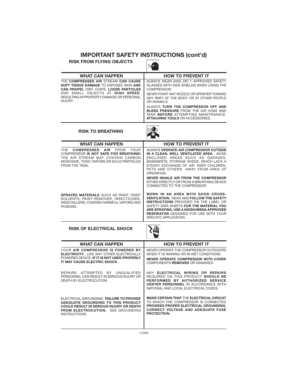 Important safety instructions (cont’d) | Porter-Cable CPLC7060V User Manual | Page 4 / 26