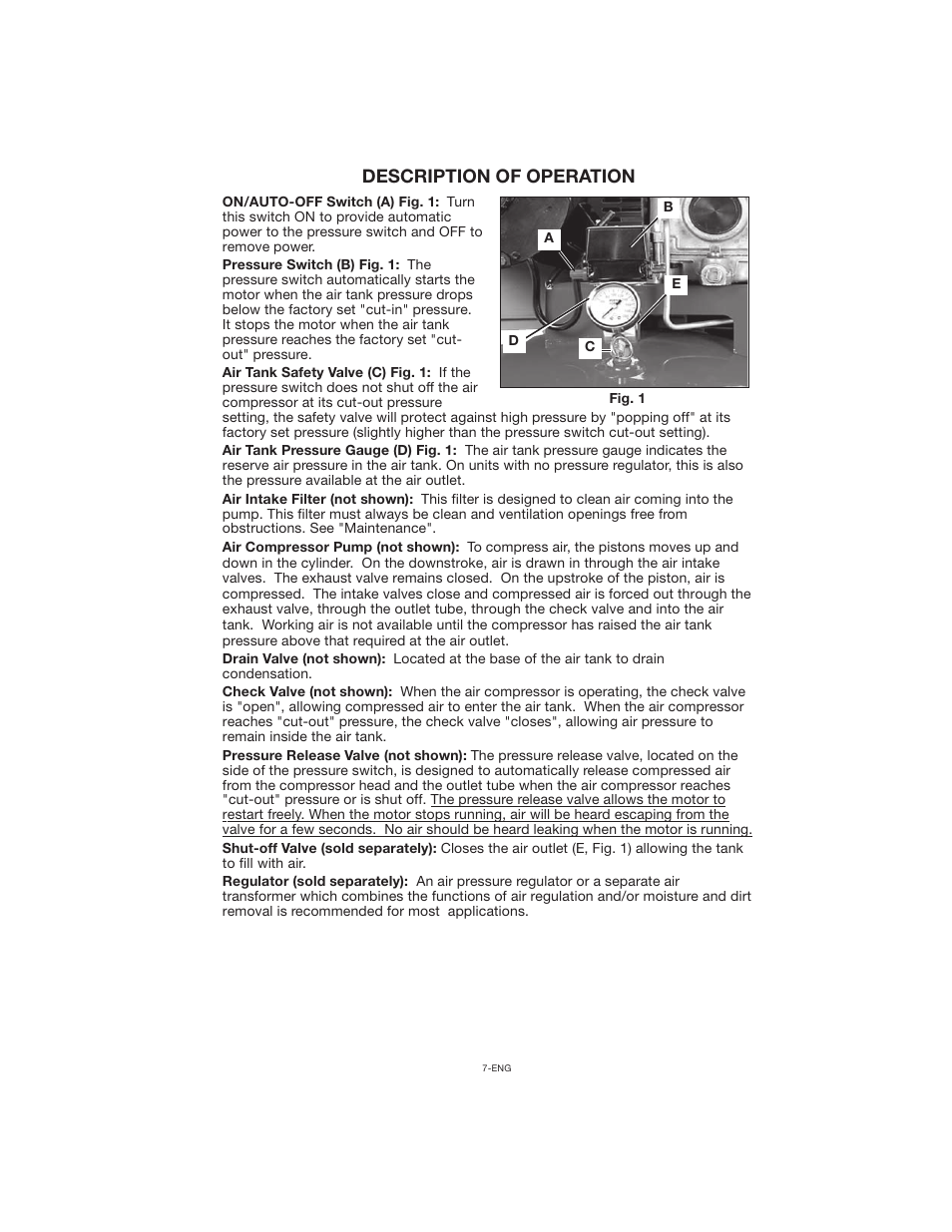 Description of operation | Porter-Cable CPLC7060V User Manual | Page 7 / 26