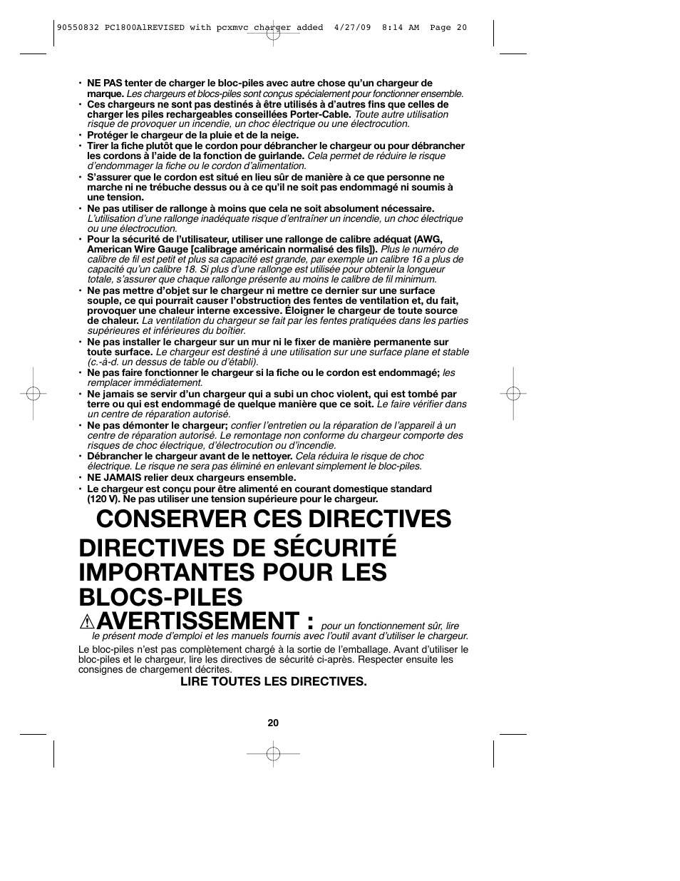 Porter-Cable 90550832 User Manual | Page 20 / 44