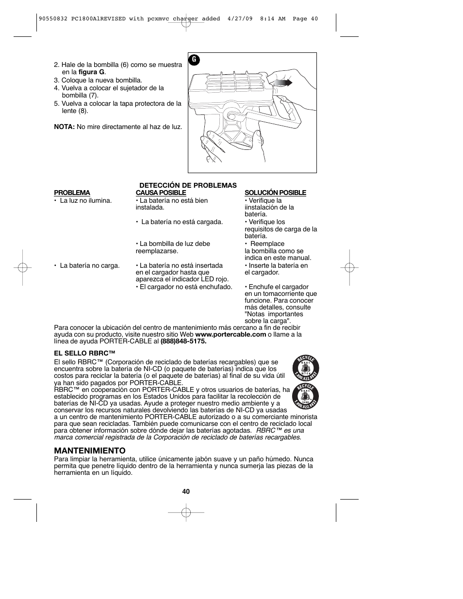 Porter-Cable 90550832 User Manual | Page 40 / 44