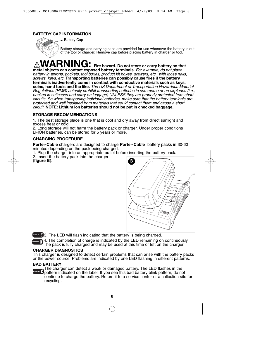 Warning | Porter-Cable 90550832 User Manual | Page 8 / 44