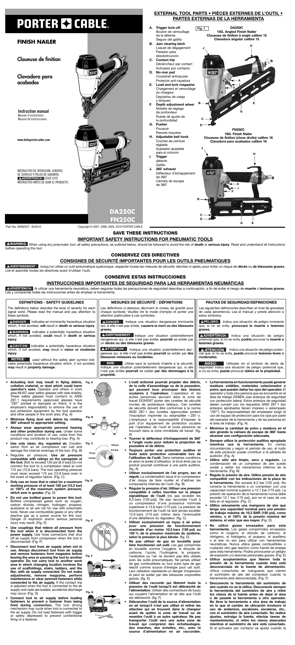 Porter-Cable DA250C User Manual | 7 pages