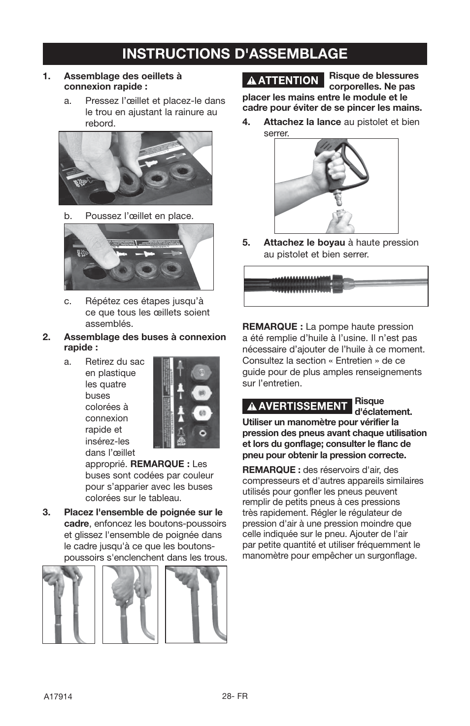 Instructions d'assemblage | Porter-Cable A17914-05-10-06 User Manual | Page 28 / 64