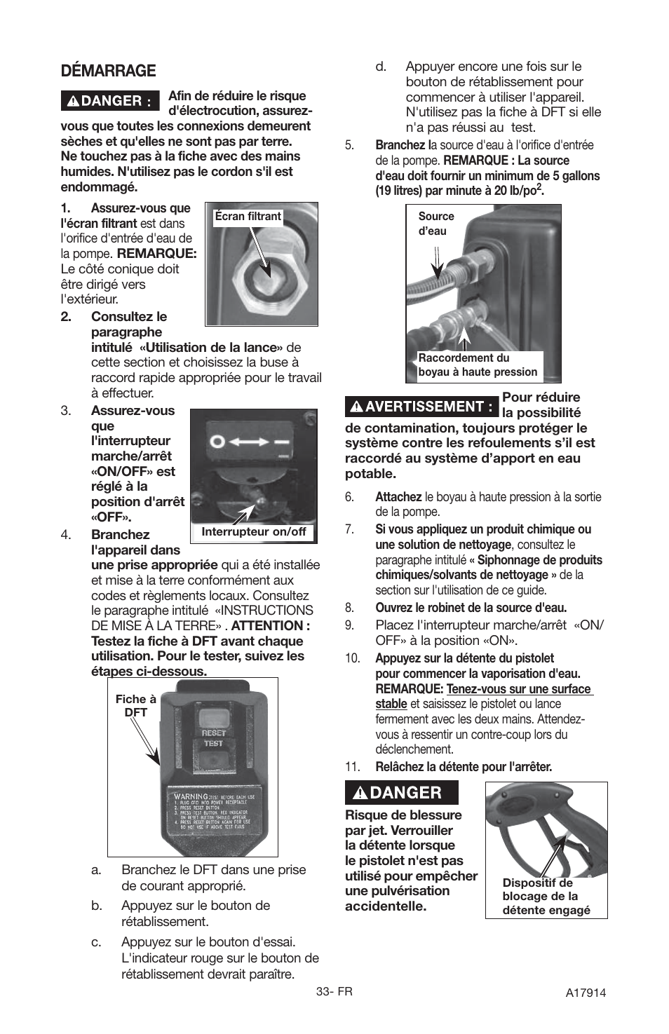 Démarrage | Porter-Cable A17914-05-10-06 User Manual | Page 33 / 64