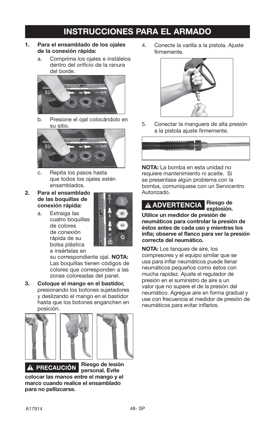 Instrucciones para el armado | Porter-Cable A17914-05-10-06 User Manual | Page 48 / 64