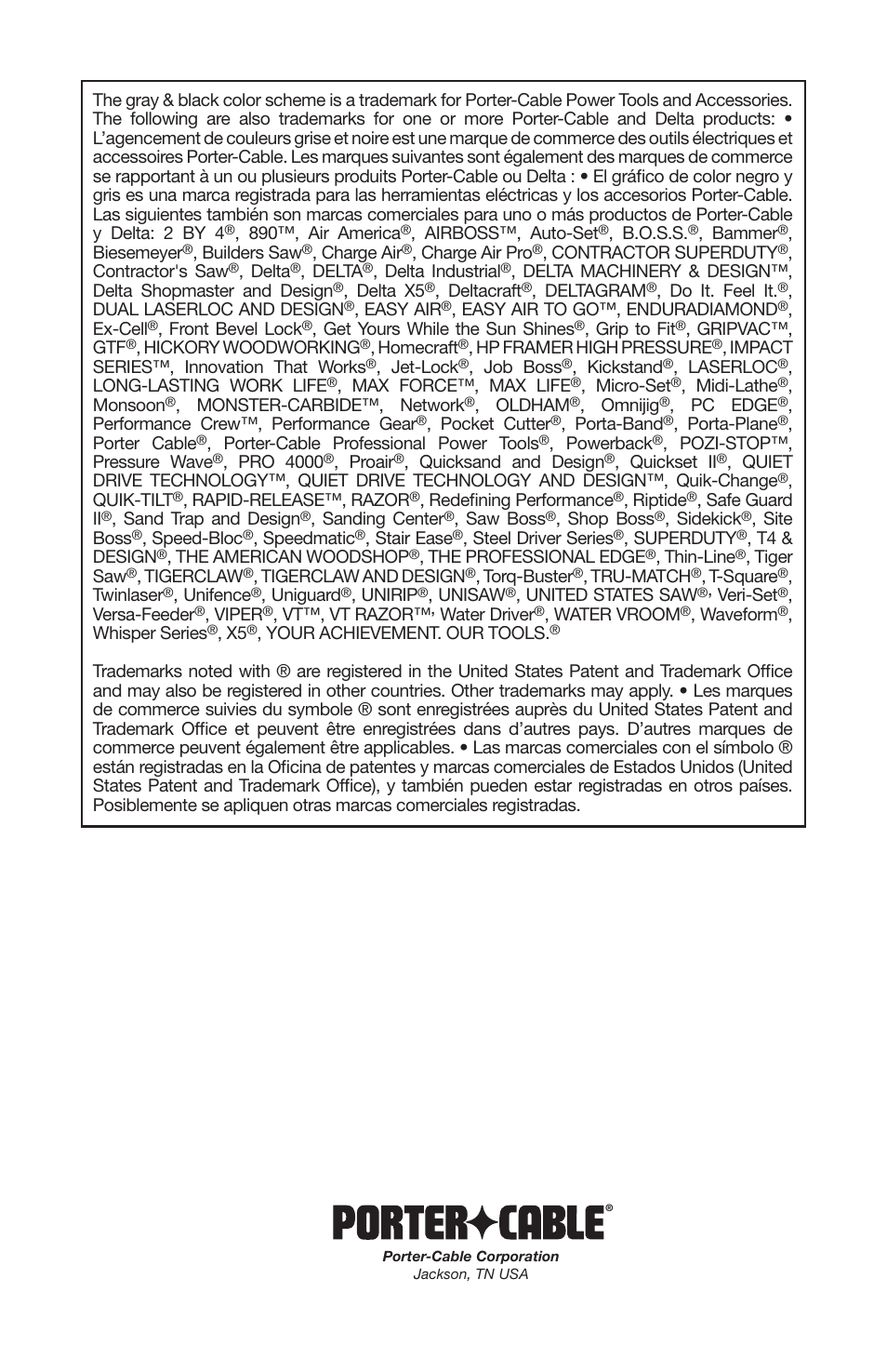 Porter-Cable A17914-05-10-06 User Manual | Page 64 / 64