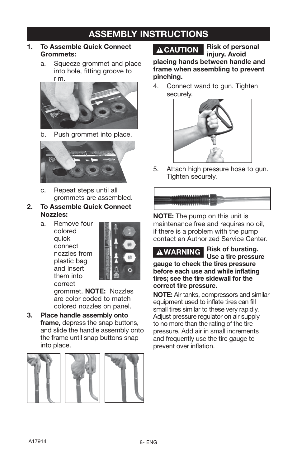 Assembly instructions | Porter-Cable A17914-05-10-06 User Manual | Page 8 / 64