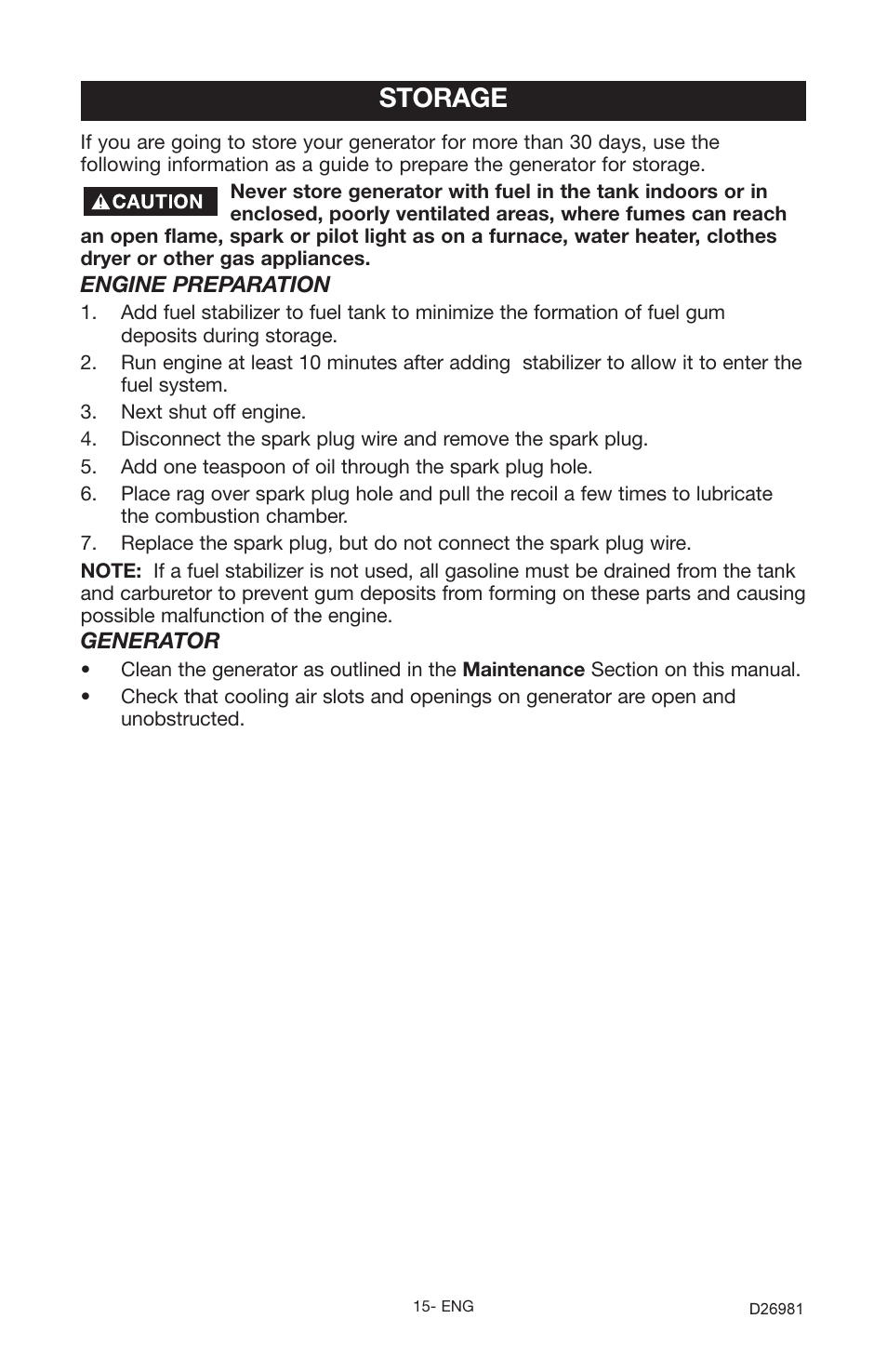 Storage | Porter-Cable D26981-028-0 User Manual | Page 15 / 22